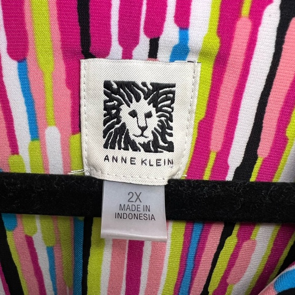 Anne Klein Sleeveless Pink Pansy Fit and Flare Dress, Size 2X - Picture 4 of 5